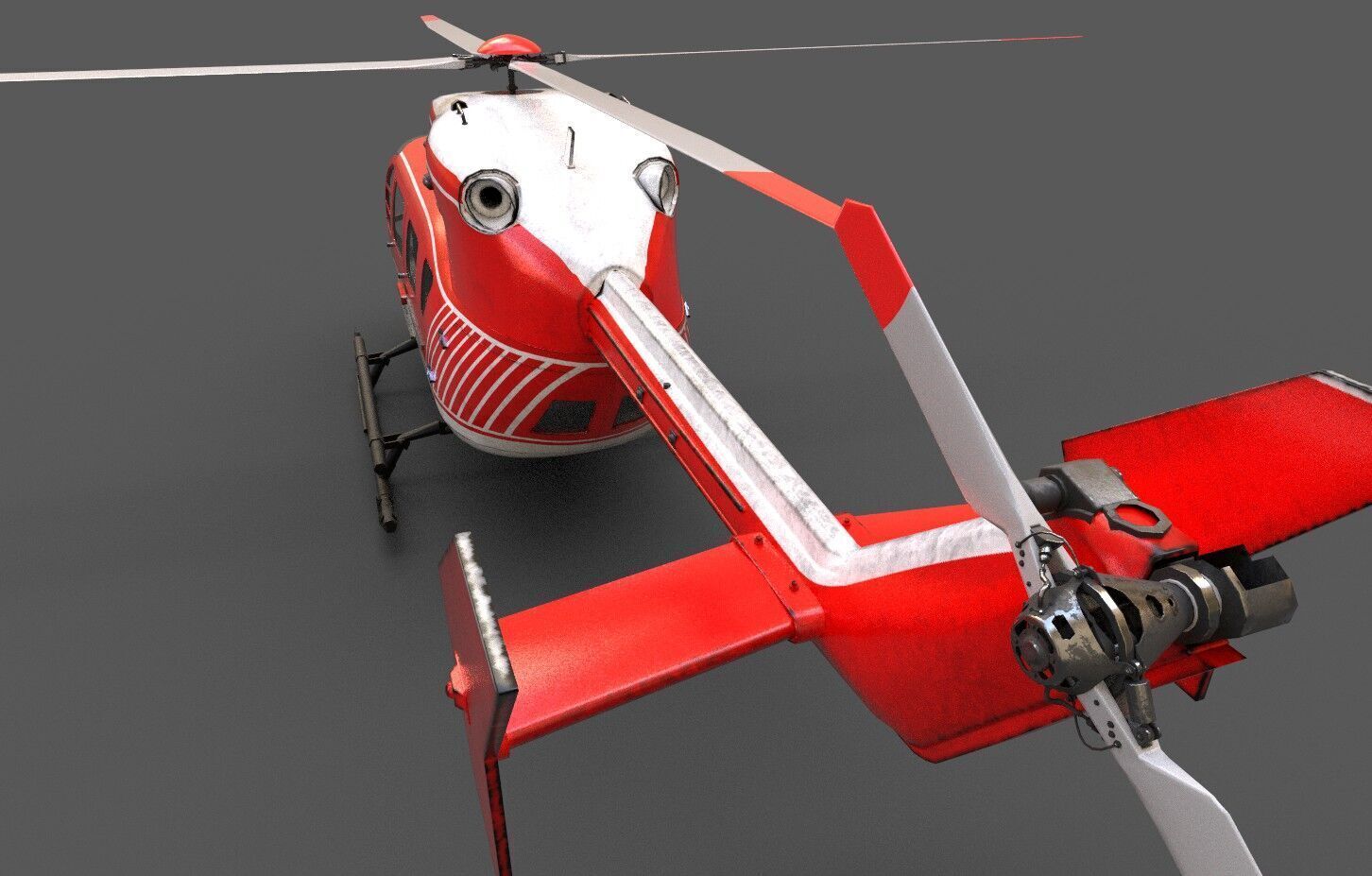 EC145 Helicopter Low-poly 3D model_3