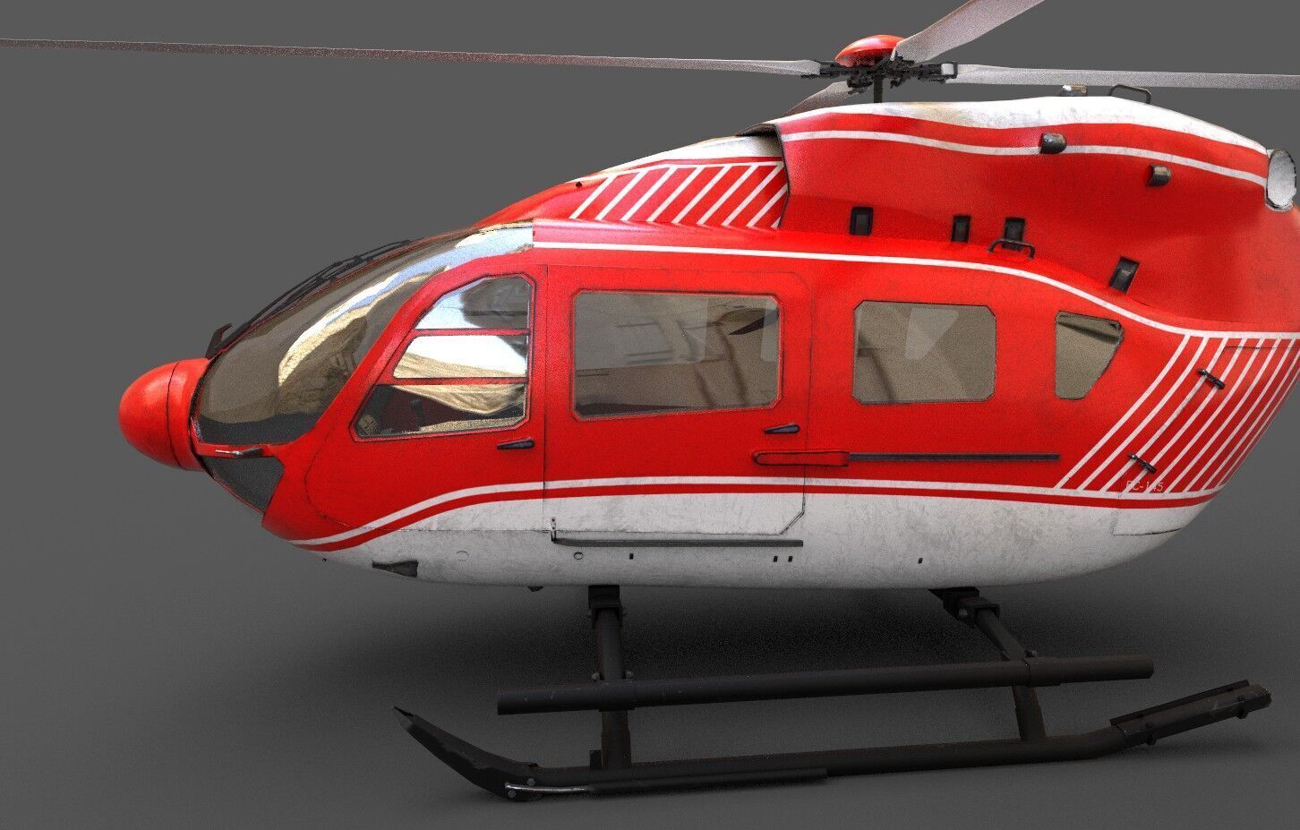 EC145 Helicopter Low-poly 3D model_2