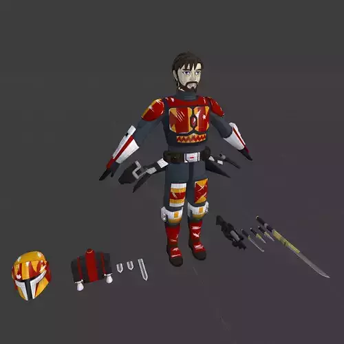Mandalorian Warrior Low-poly 3D model