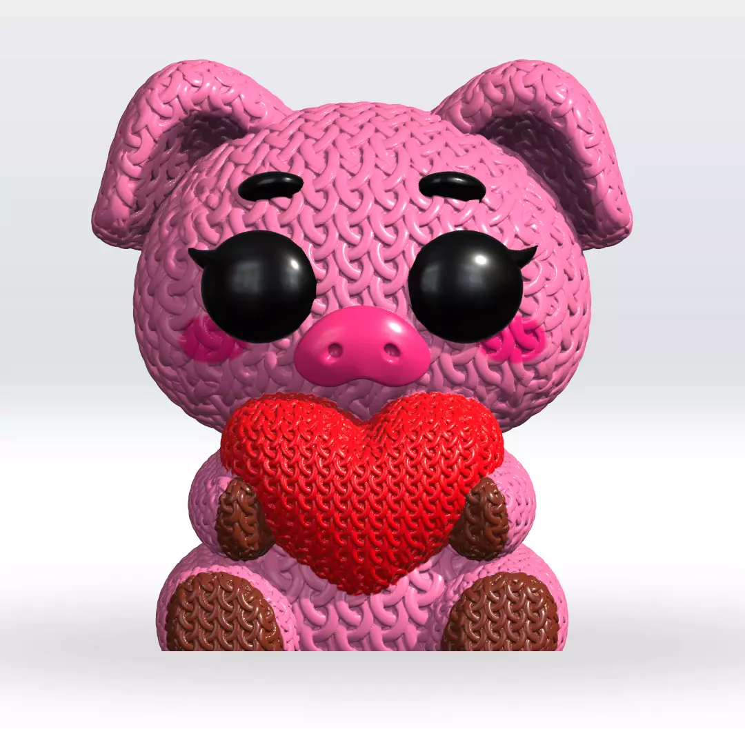 Knitted Pig 3D Model STL file Cute Knitted Character 3D print model