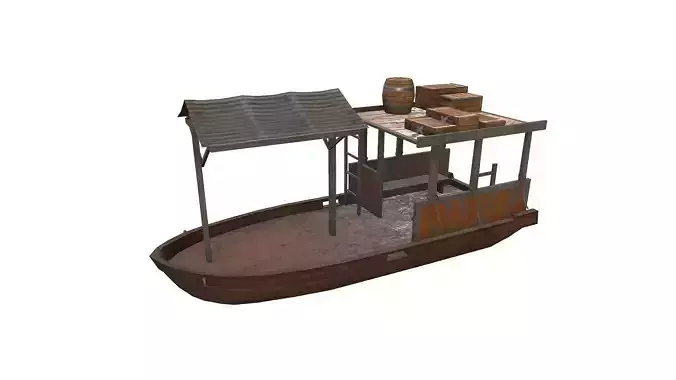 Old Wooden Boat Low-poly Low-poly 3D model