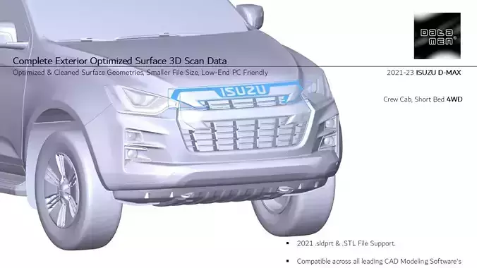 2021 2023 ISUZU D-MAX 4X4 Complete 3D Scan Surface Data