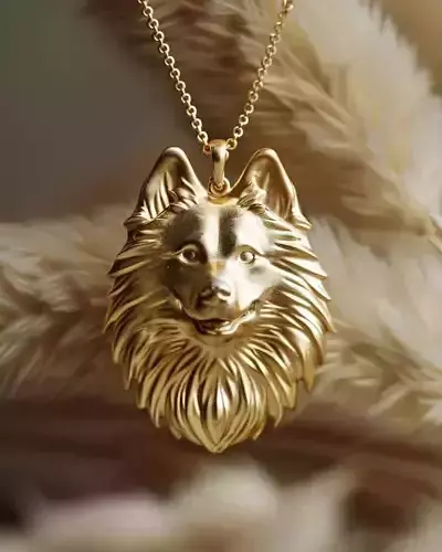 Dog Head Pendant 3D Printable Animal Jewelry Model