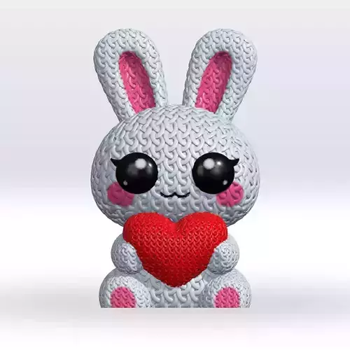 Knitted Bunny 3D Model STL file Cute Knitted Character