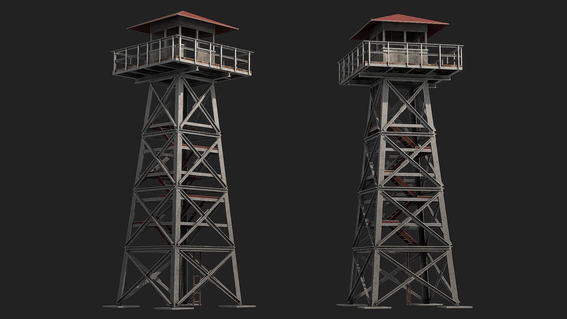 Watch tower v2 Low-poly 3D model_10