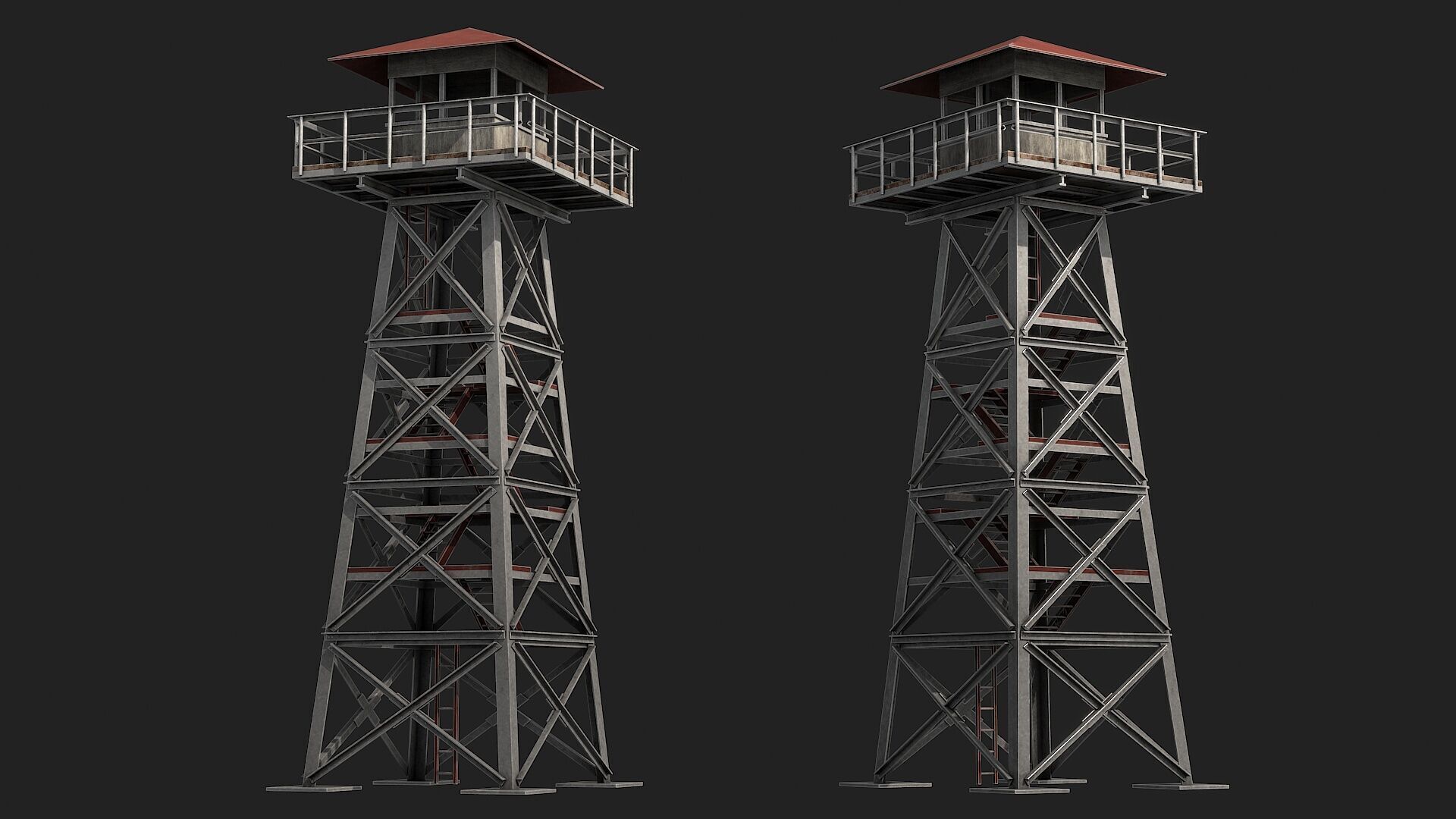 Watch tower v2 Low-poly 3D model_13