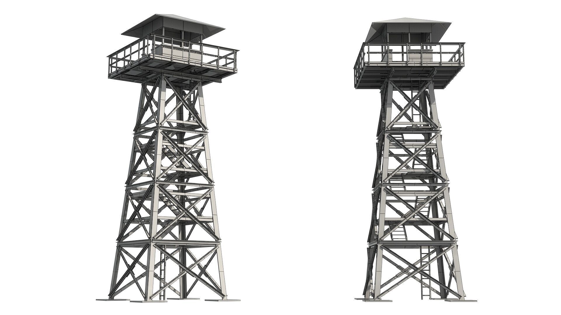 Watch tower v2 Low-poly 3D model_17