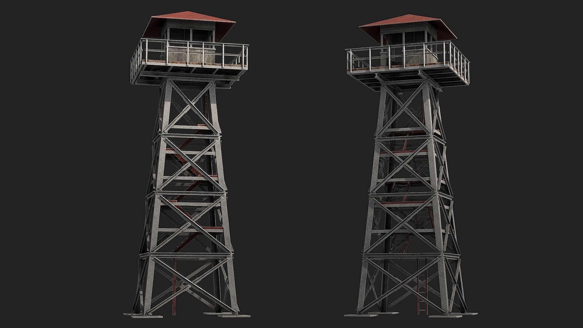 Watch tower v2 Low-poly 3D model_16