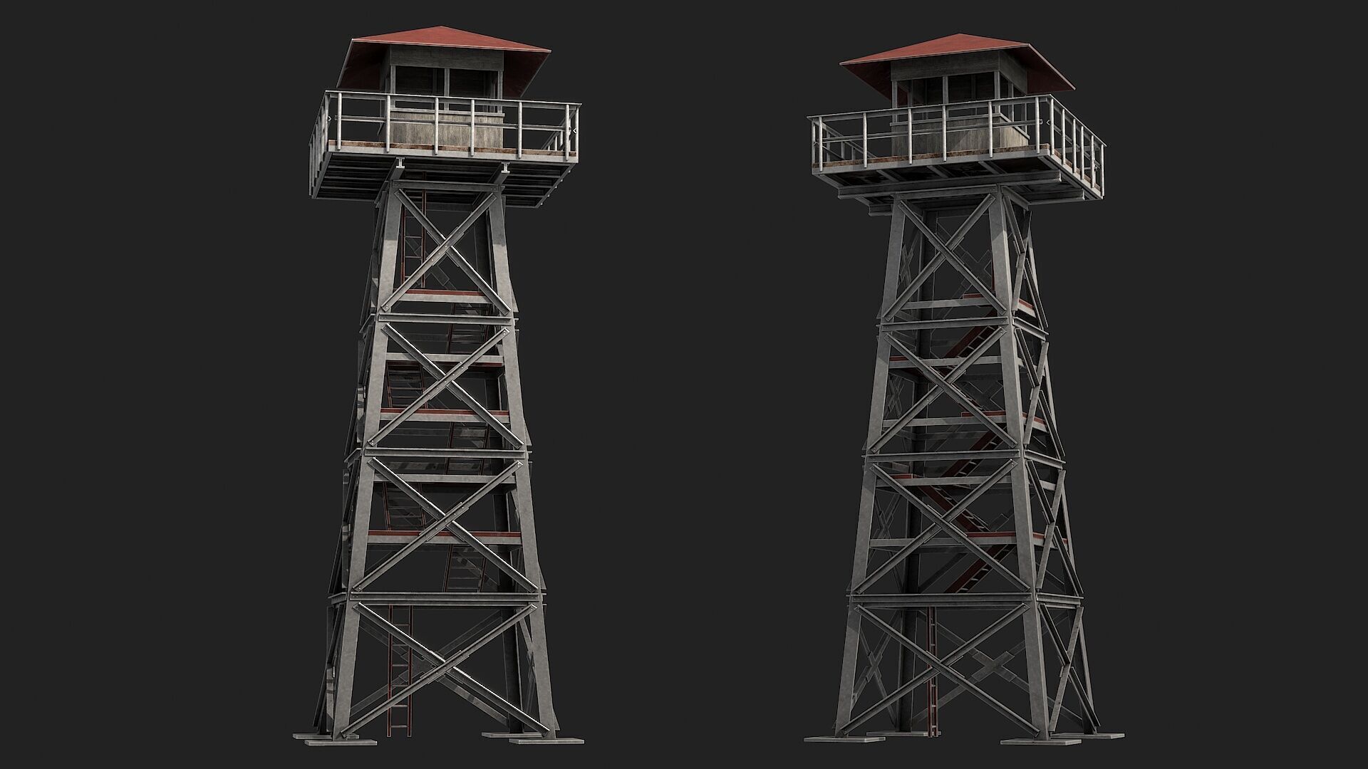 Watch tower v2 Low-poly 3D model_14