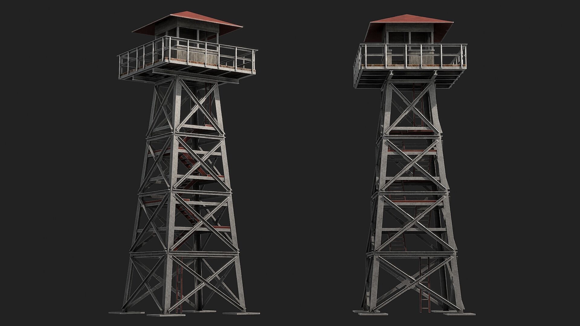 Watch tower v2 Low-poly 3D model_2
