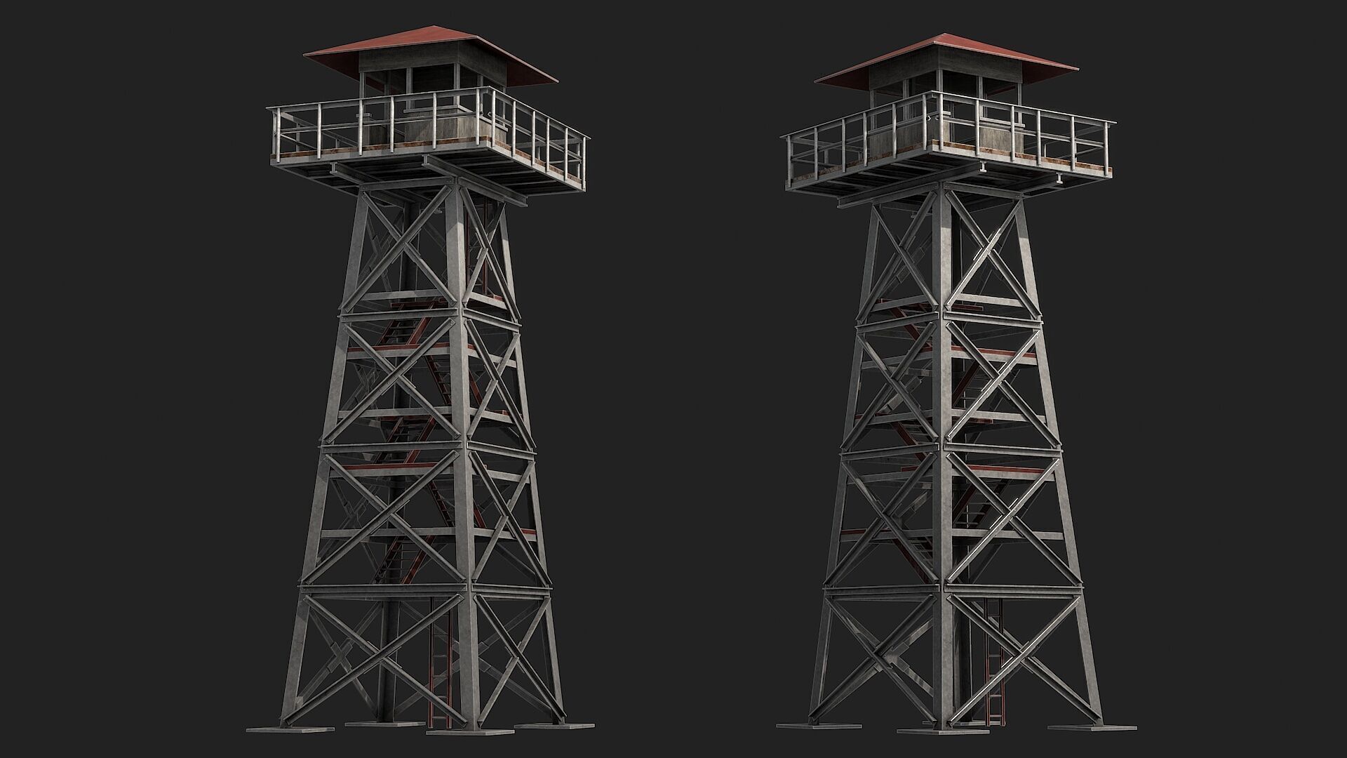 Watch tower v2 Low-poly 3D model_9