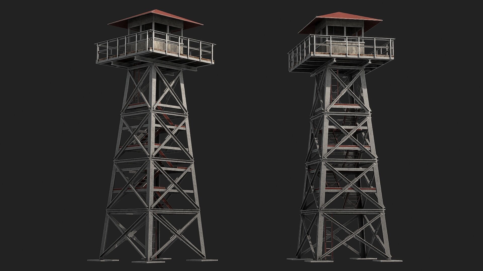 Watch tower v2 Low-poly 3D model_12