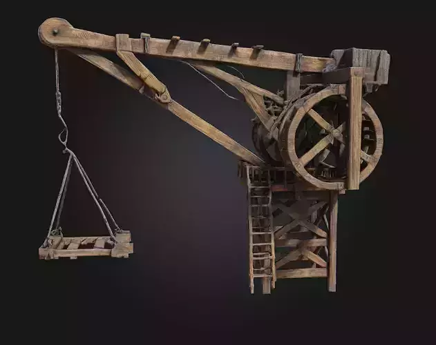 Medieval Treadwheel Crane  Engineering Marvel of the Middle Ages 3D model