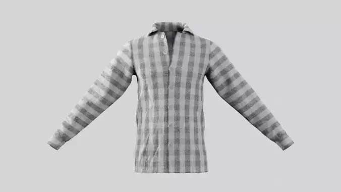 Male Shirt 01 Black And White Fannel Checkered