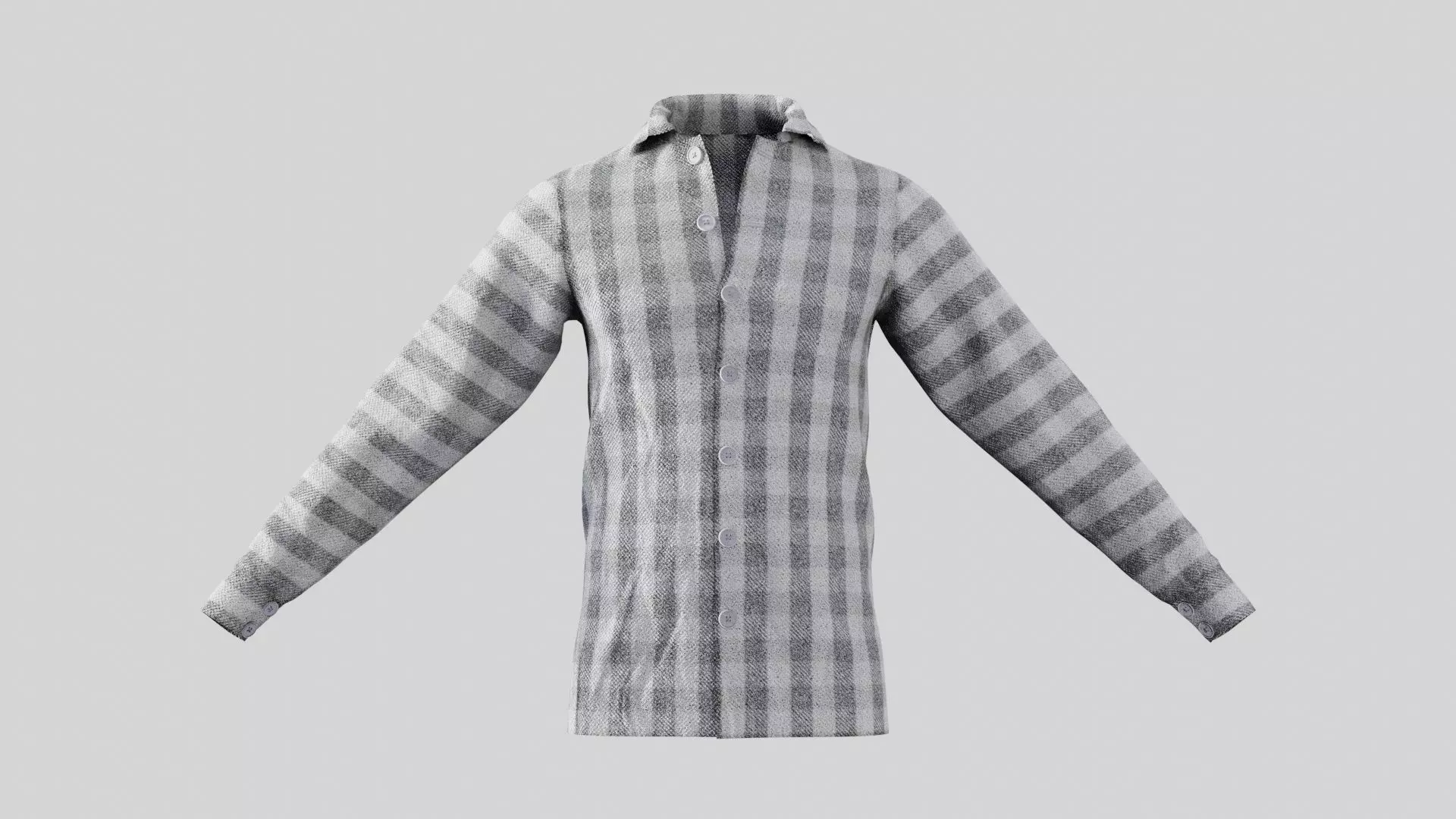 Male Shirt 01 Black And White Fannel Checkered Low-poly 3D model