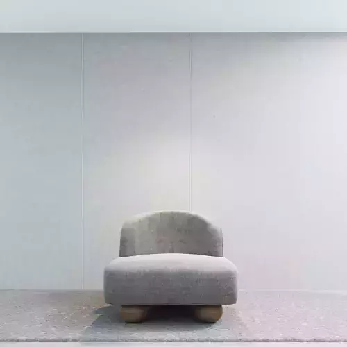 Ball Feet Velvet Accent Chair Low Poly Armchair 3D Model