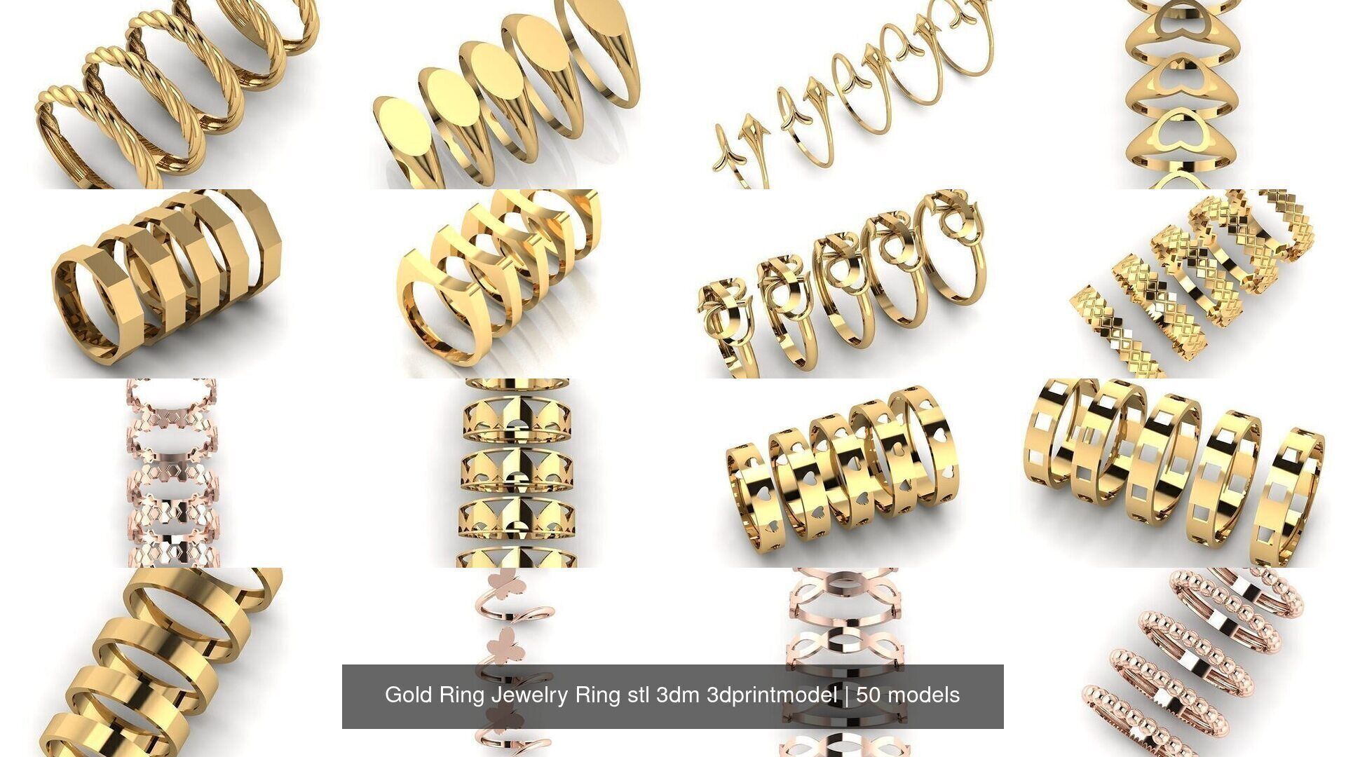 Gold Ring Jewelry Ring stl 3dm 3dprintmodel 3D Model Collection_4