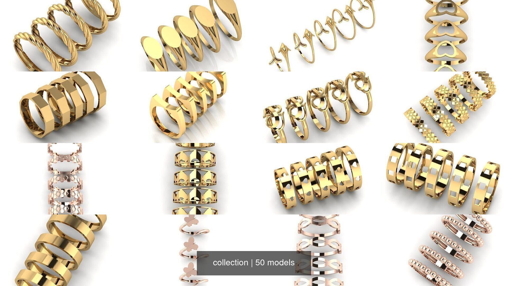 Gold Ring Jewelry Ring stl 3dm 3dprintmodel 3D Model Collection_7