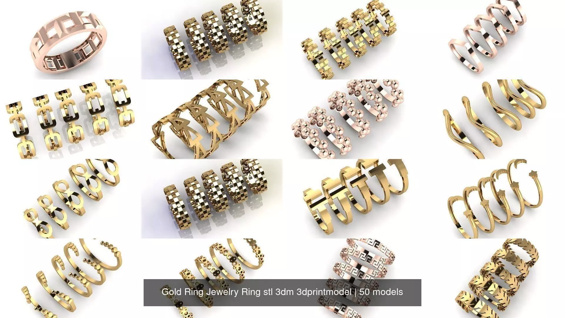 Gold Ring Jewelry Ring stl 3dm 3dprintmodel 3D Model Collection_1