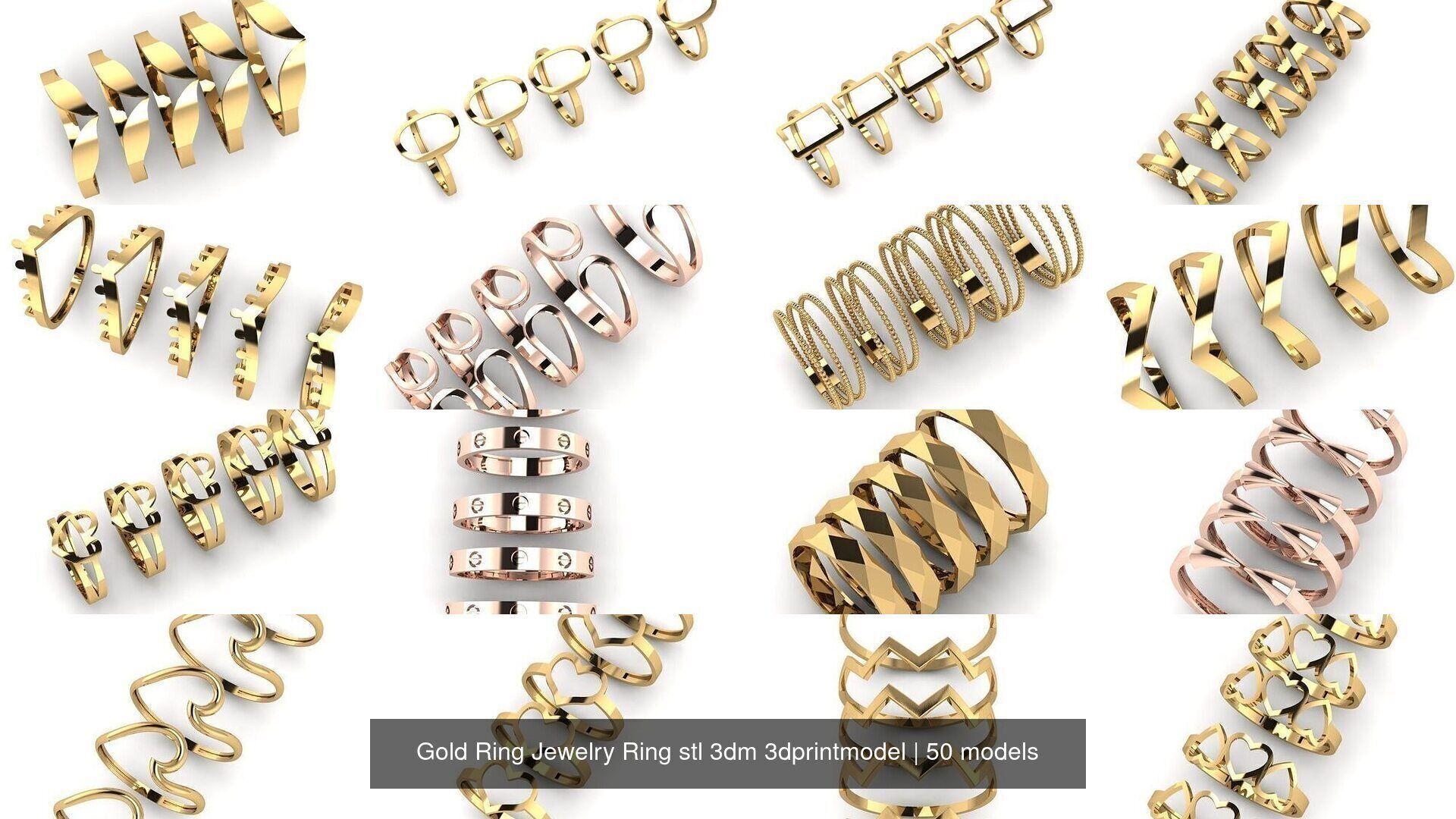 Gold Ring Jewelry Ring stl 3dm 3dprintmodel 3D Model Collection_2