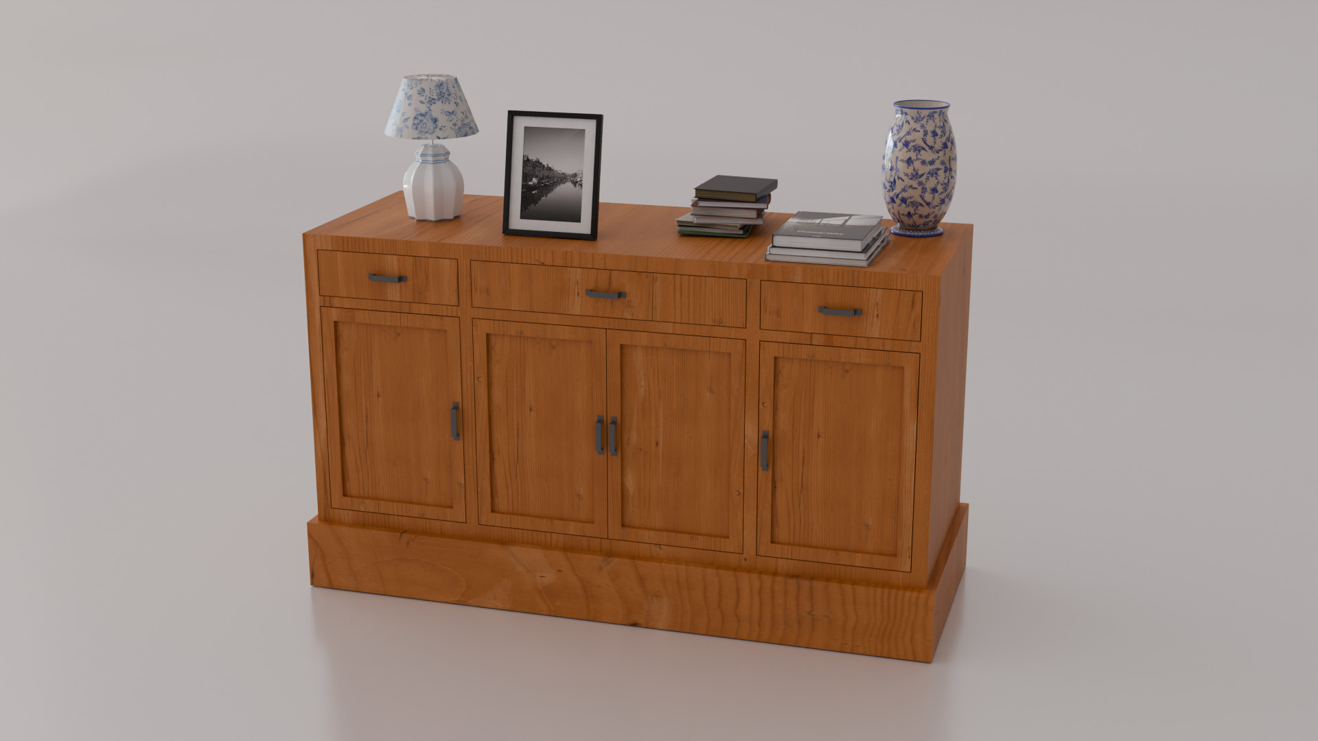 Low Poly Sideboard Game Ready Furniture  Free low-poly 3D model_2
