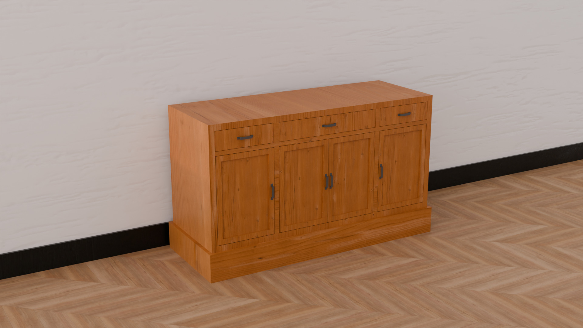 Low Poly Sideboard Game Ready Furniture  Free low-poly 3D model_6