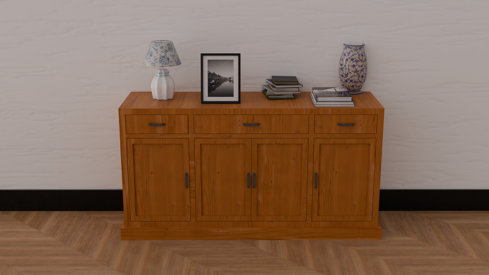 Low Poly Sideboard Game Ready Furniture  Free low-poly 3D model_5