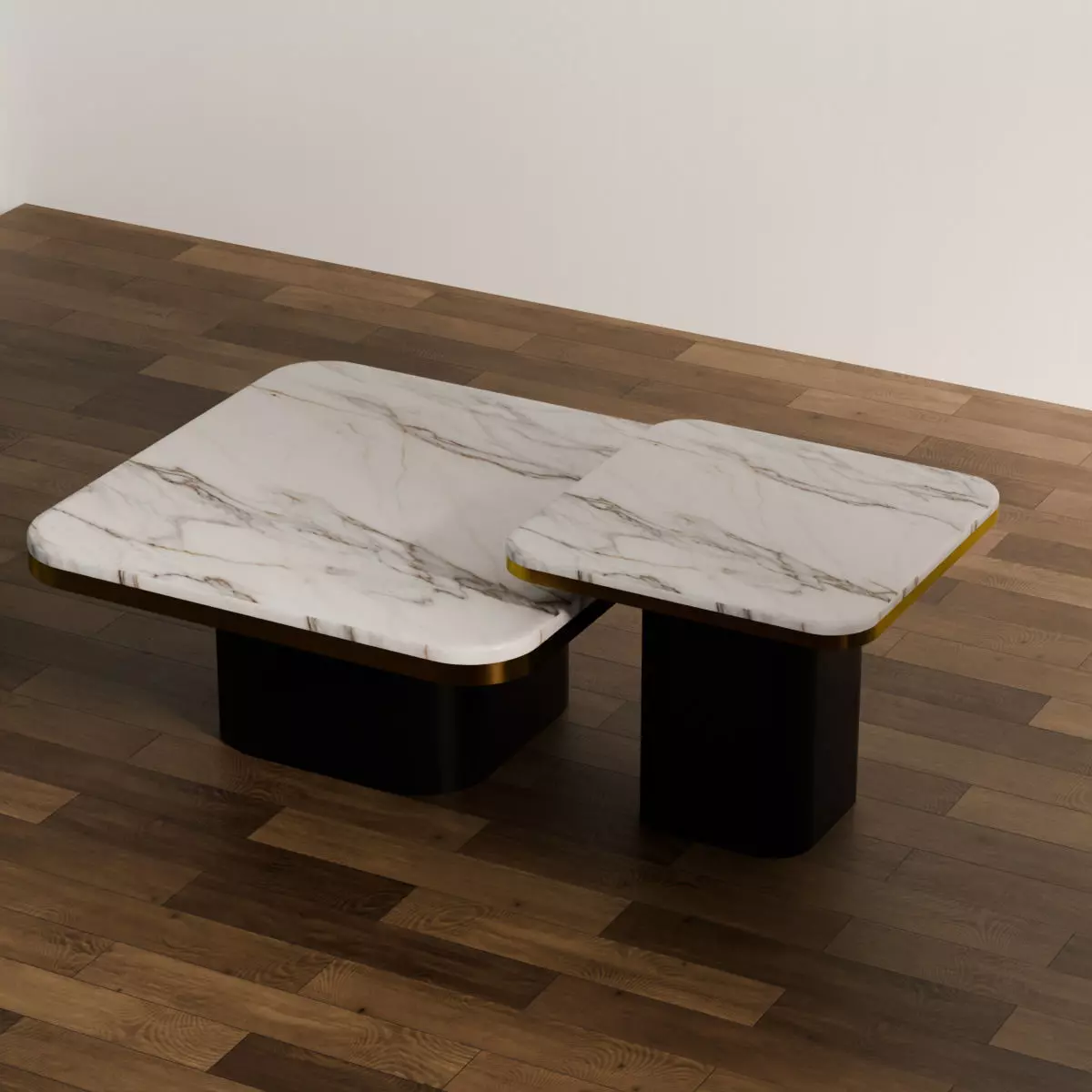 Modern Marble Coffee Table Set Low-poly 3D model_0