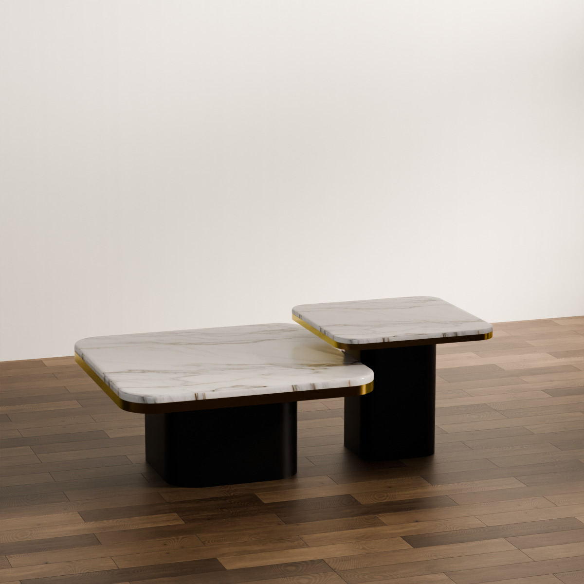 Modern Marble Coffee Table Set Low-poly 3D model_1