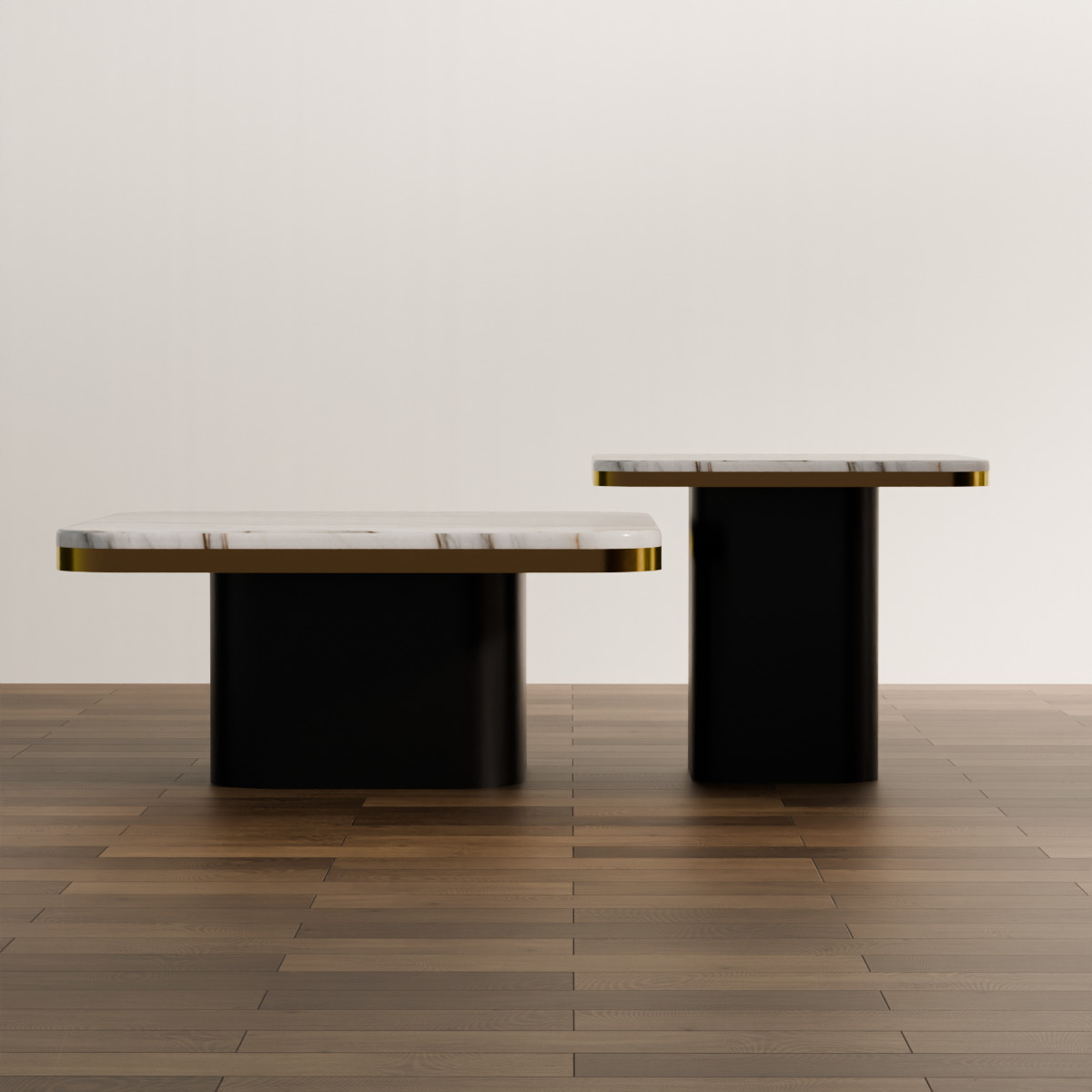 Modern Marble Coffee Table Set Low-poly 3D model_2