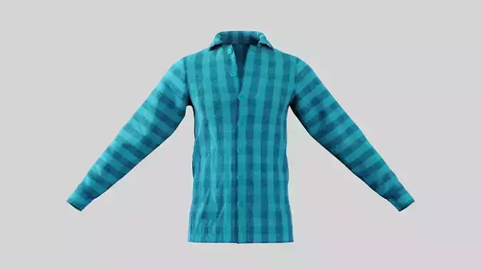 Male Shirt 01 Cyan Fannel Checkered