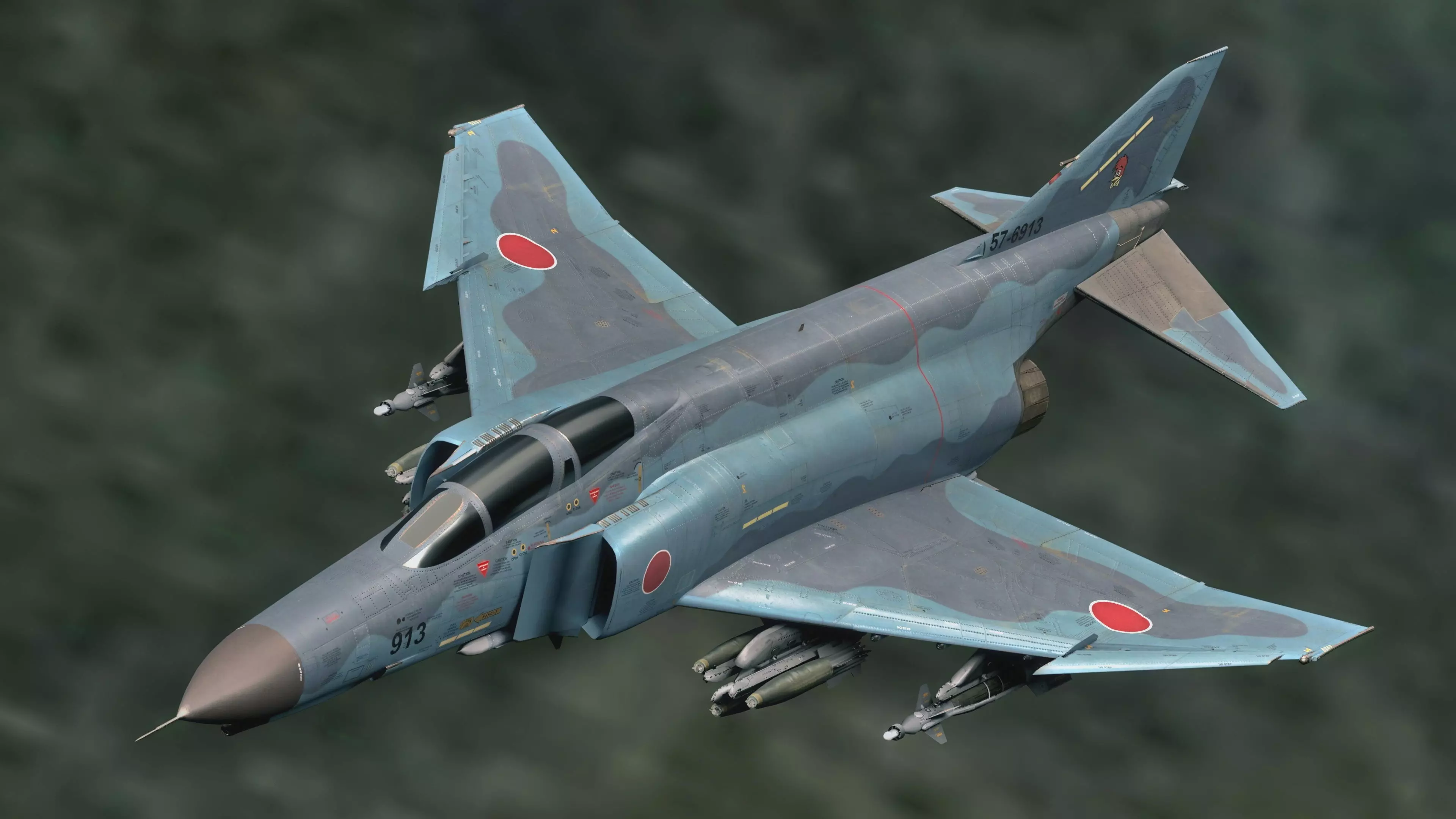 F4 Phantom 2 -Kai Texture-Fully Rigged-Changeble Decal -Text Low-poly 3D model