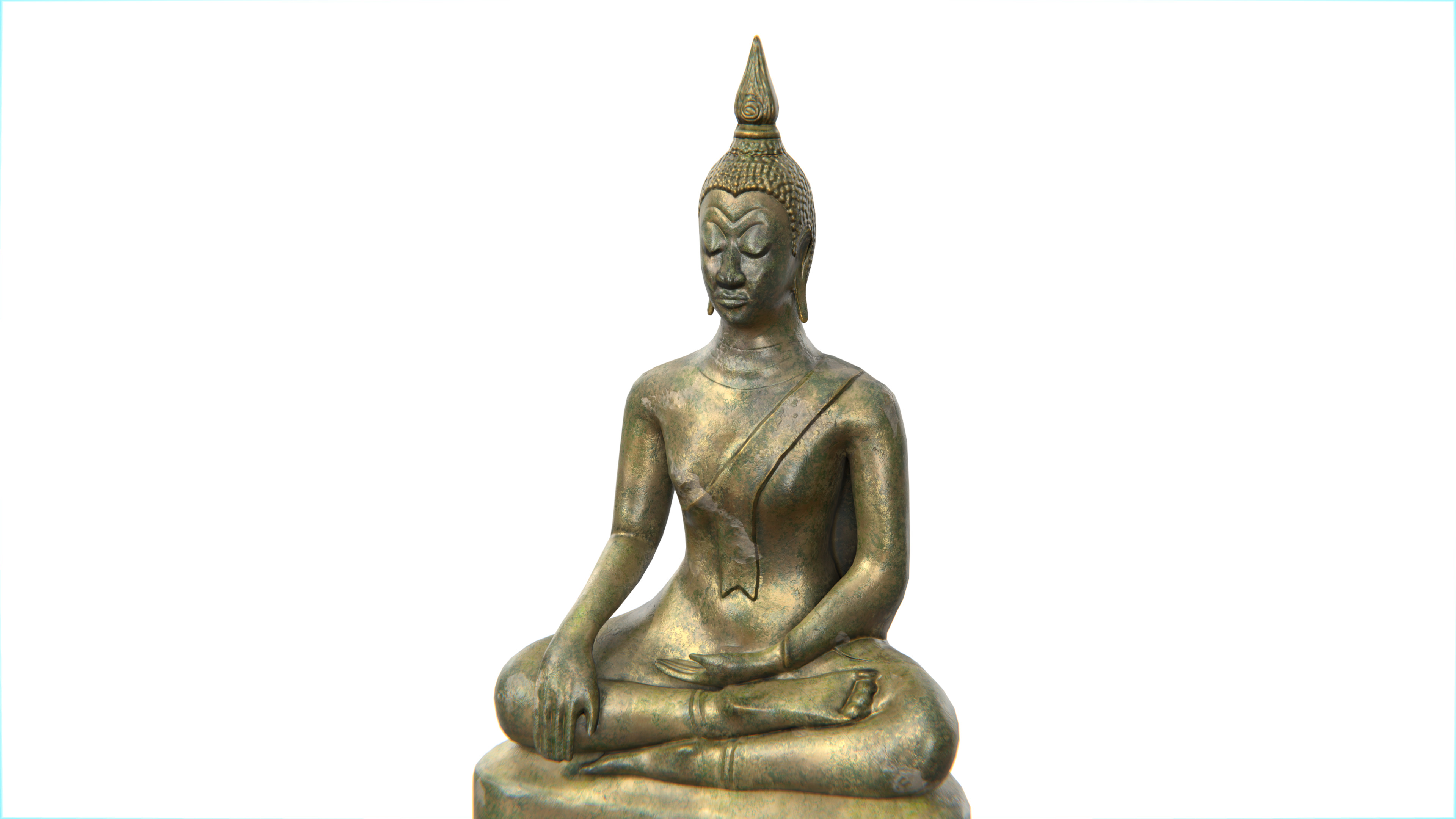 Ancient Thai Buddha Statue No01 Low-poly 3D model_4