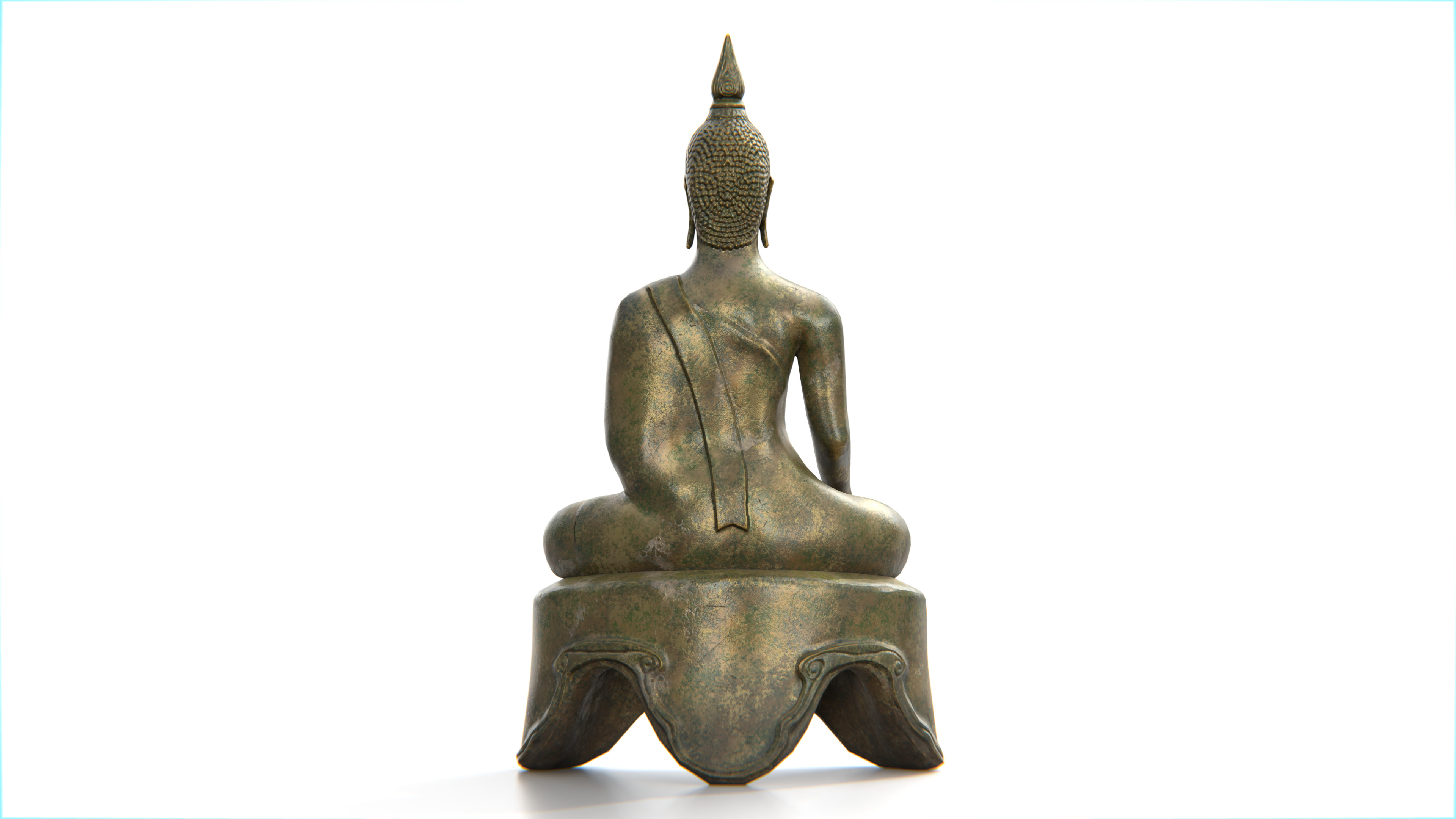 Ancient Thai Buddha Statue No01 Low-poly 3D model_3