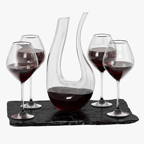 N4 Crystal Glass Wine Decanter with Glasses 3D model