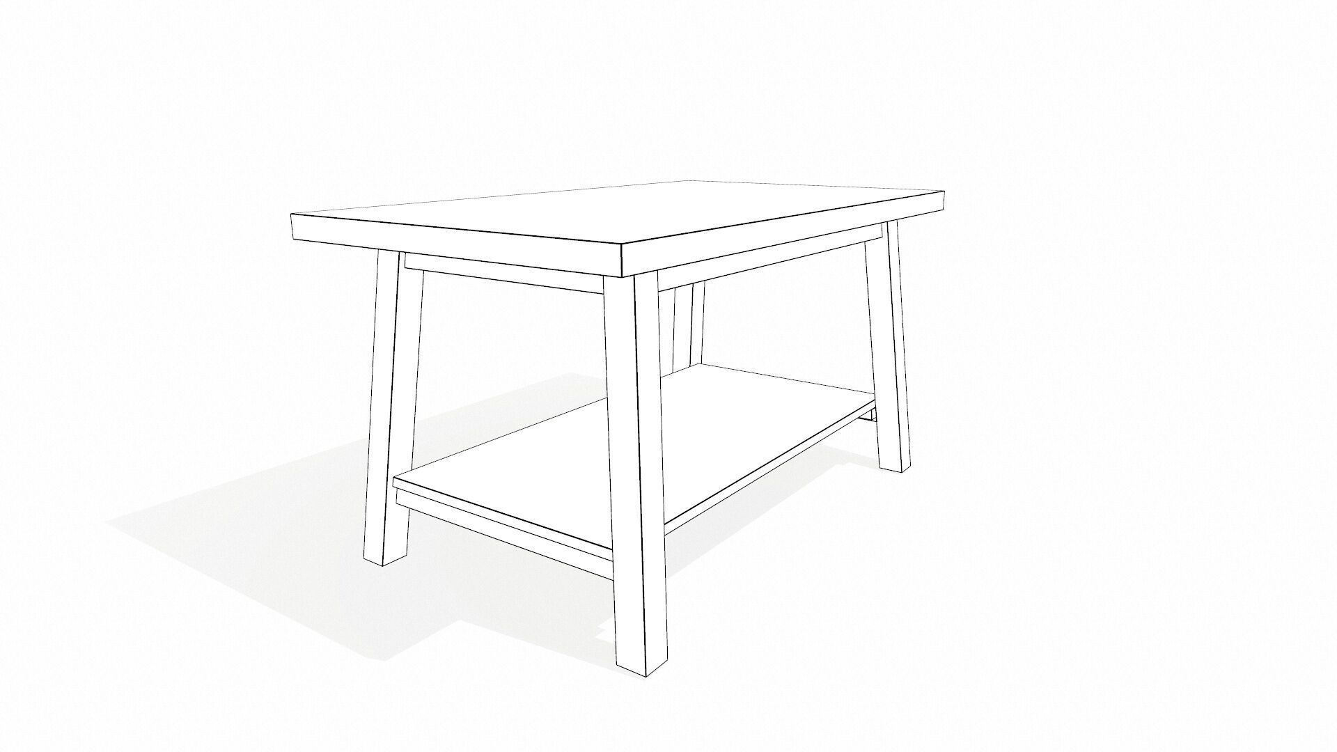 Wooden Table Low-poly 3D model_9