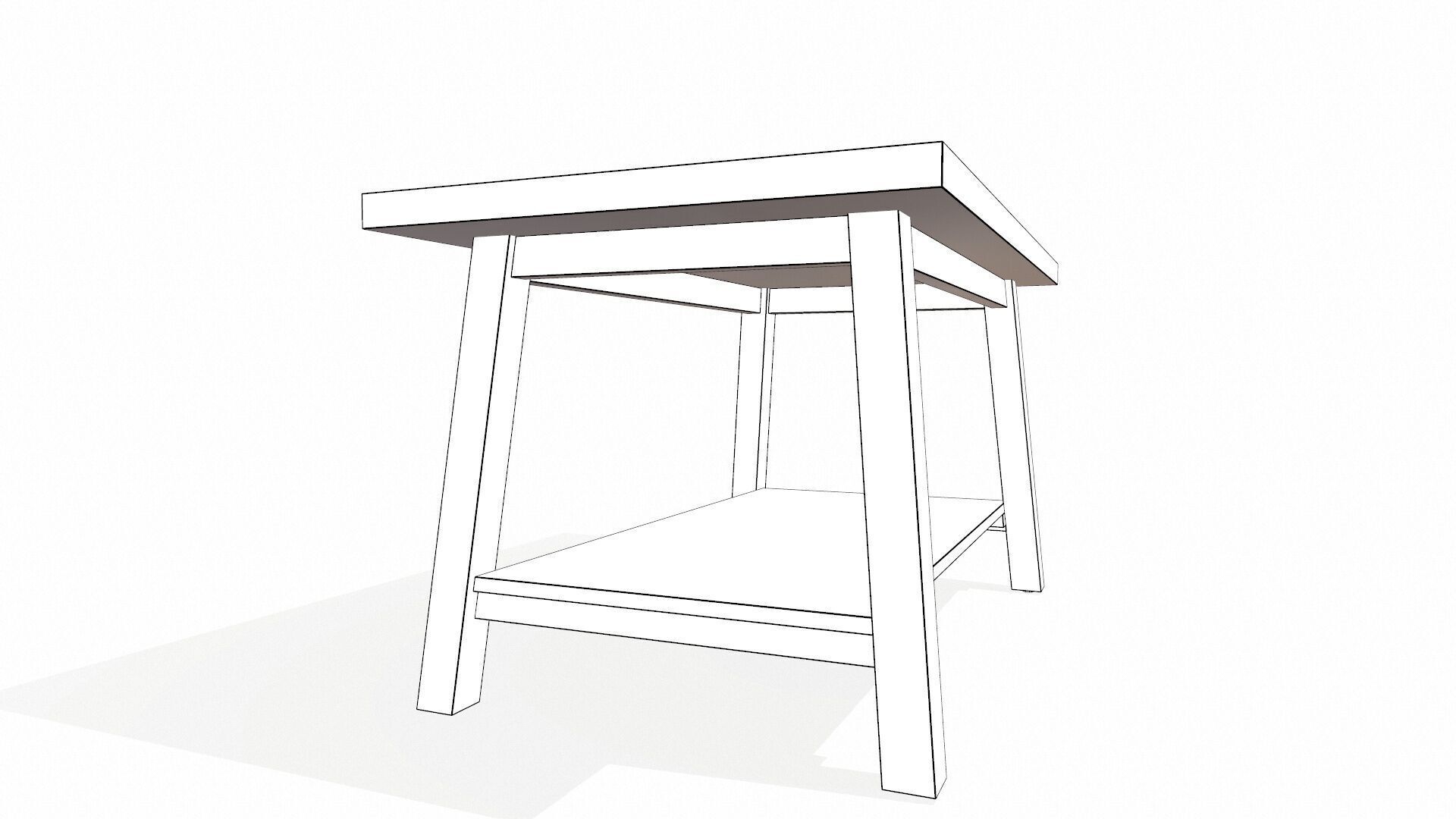 Wooden Table Low-poly 3D model_11