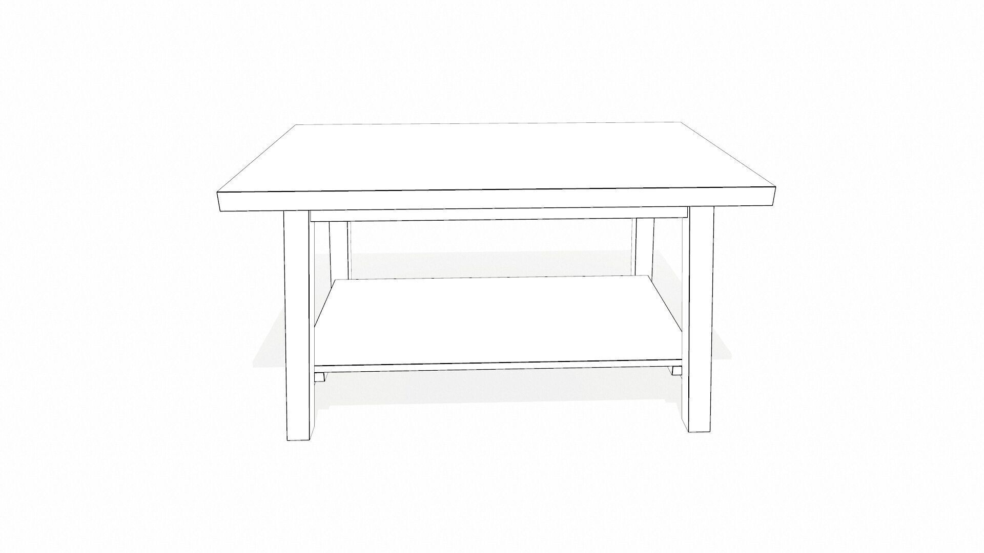 Wooden Table Low-poly 3D model_10