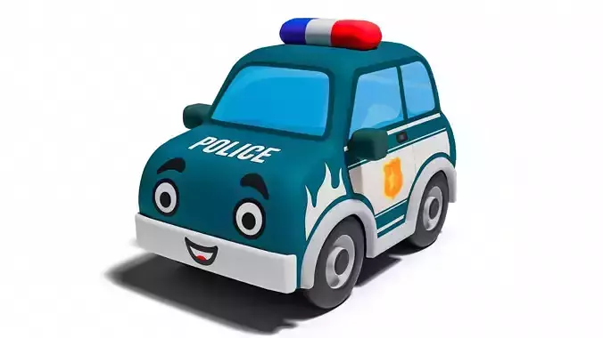 Cartoon Police Car Game Ready