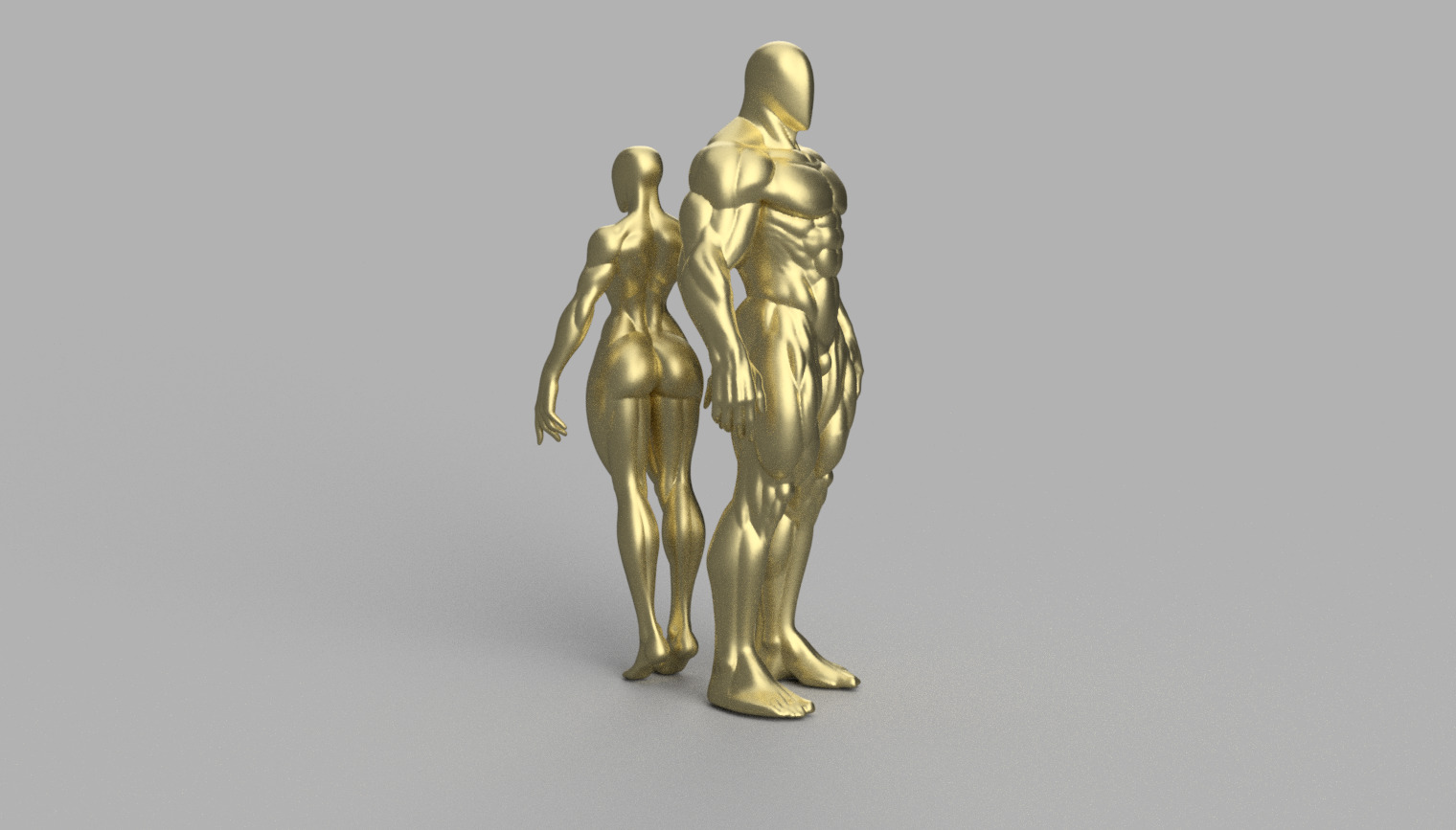 Muscular male and female  Figure 3D model_2