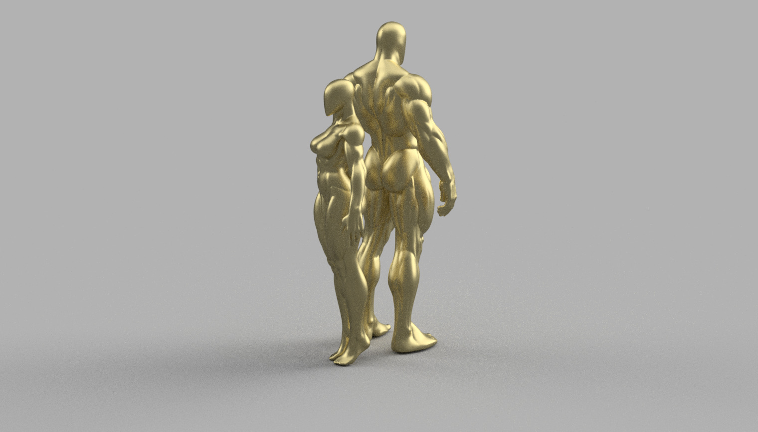 Muscular male and female  Figure 3D model_3