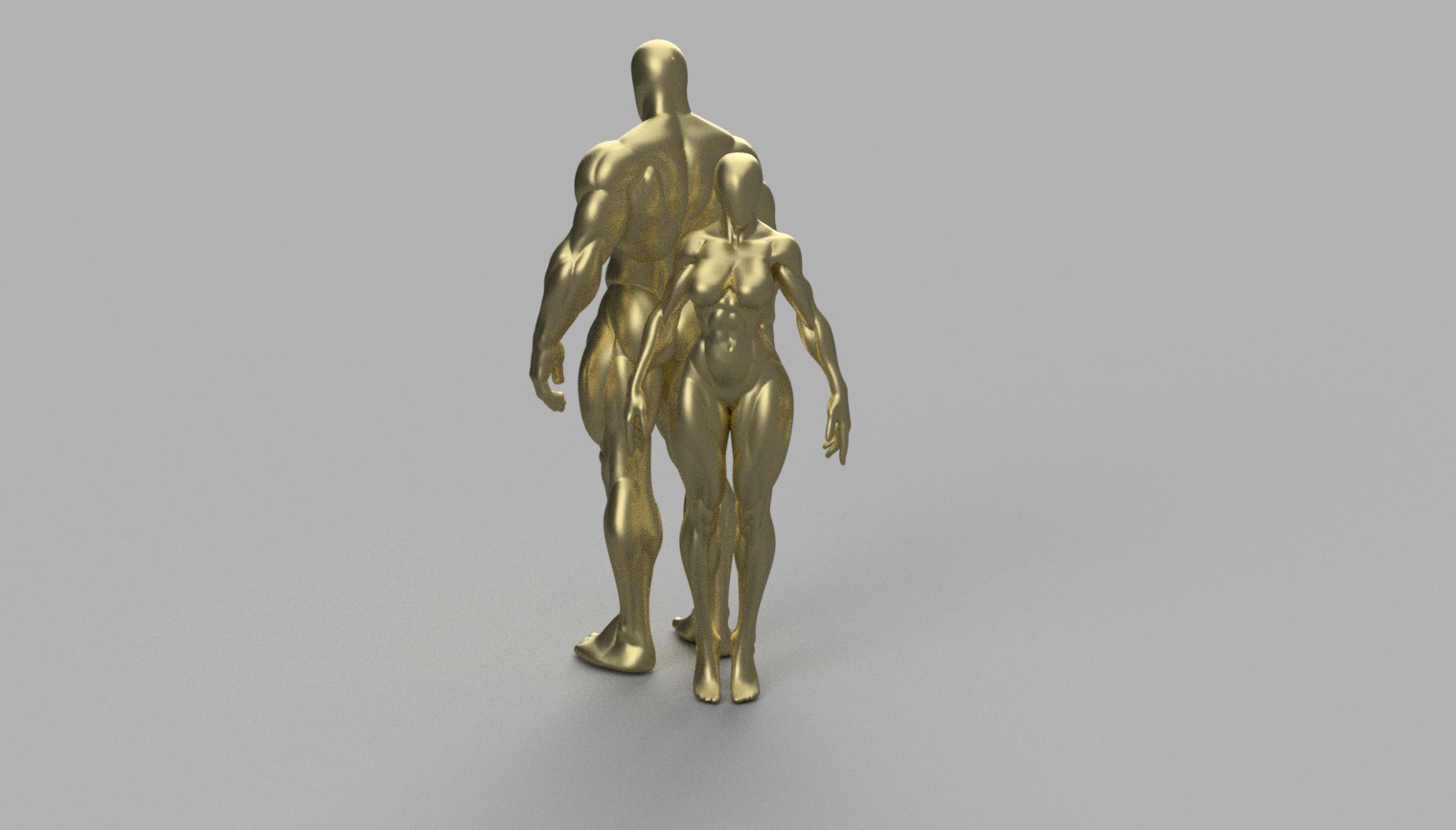 Muscular male and female  Figure 3D model_4