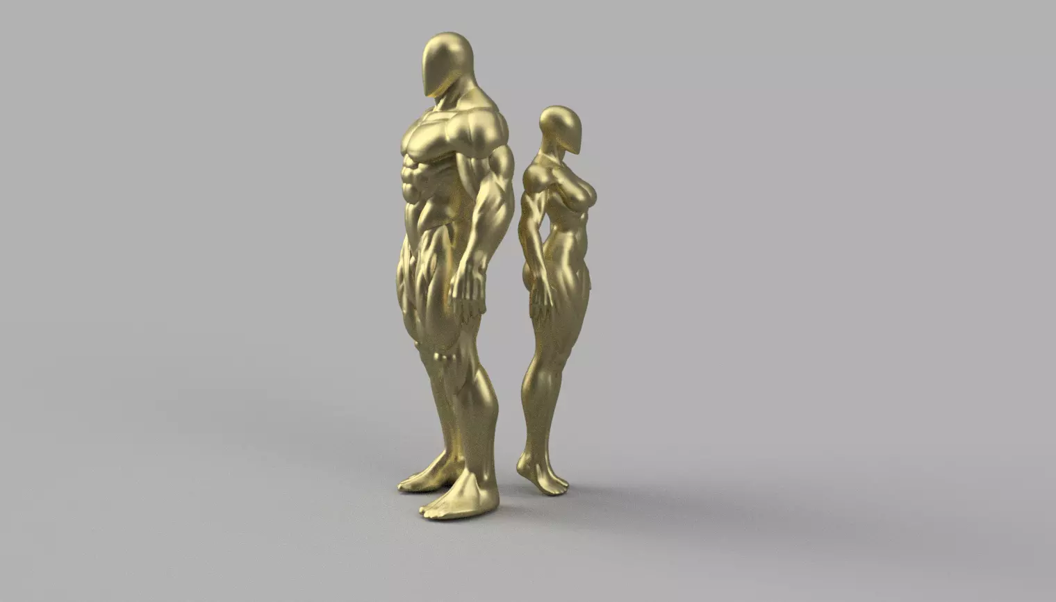 Muscular male and female  Figure 3D model_0
