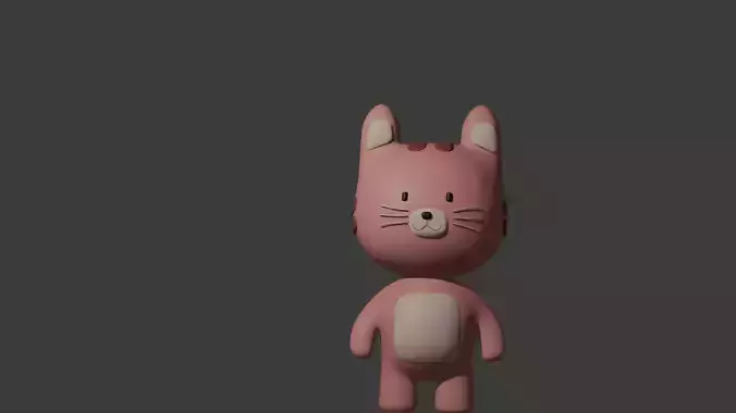 Cute Chubby Cat 3D Model  Stylized Cartoon Character 