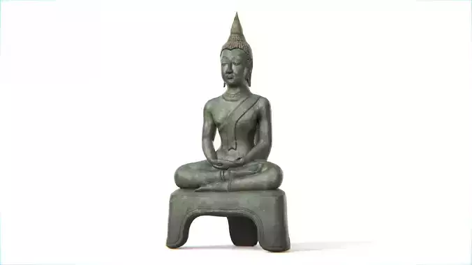 Ancient Thai Buddha Statue No02 Low-poly 3D model