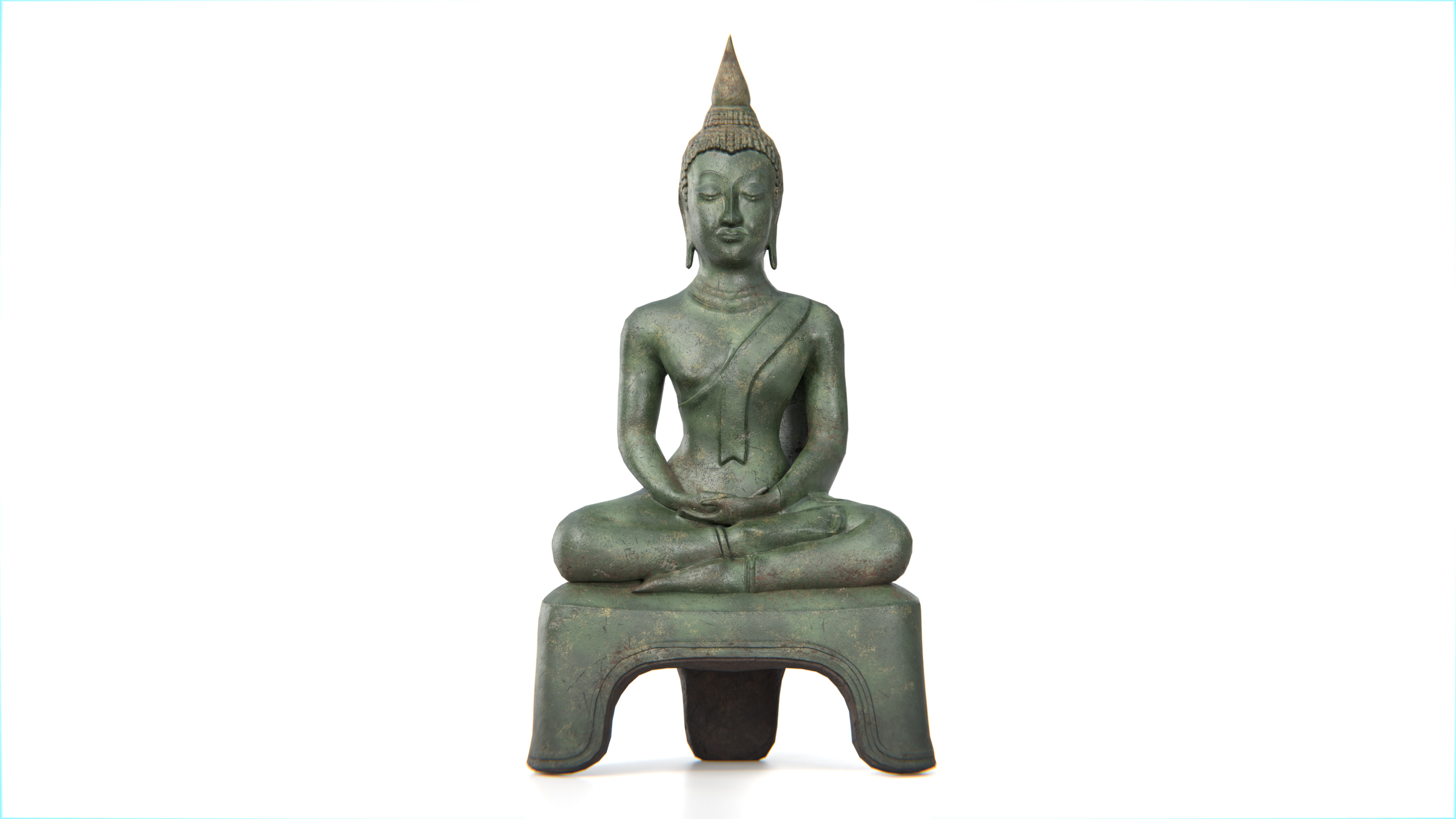 Ancient Thai Buddha Statue No02 Low-poly 3D model_1