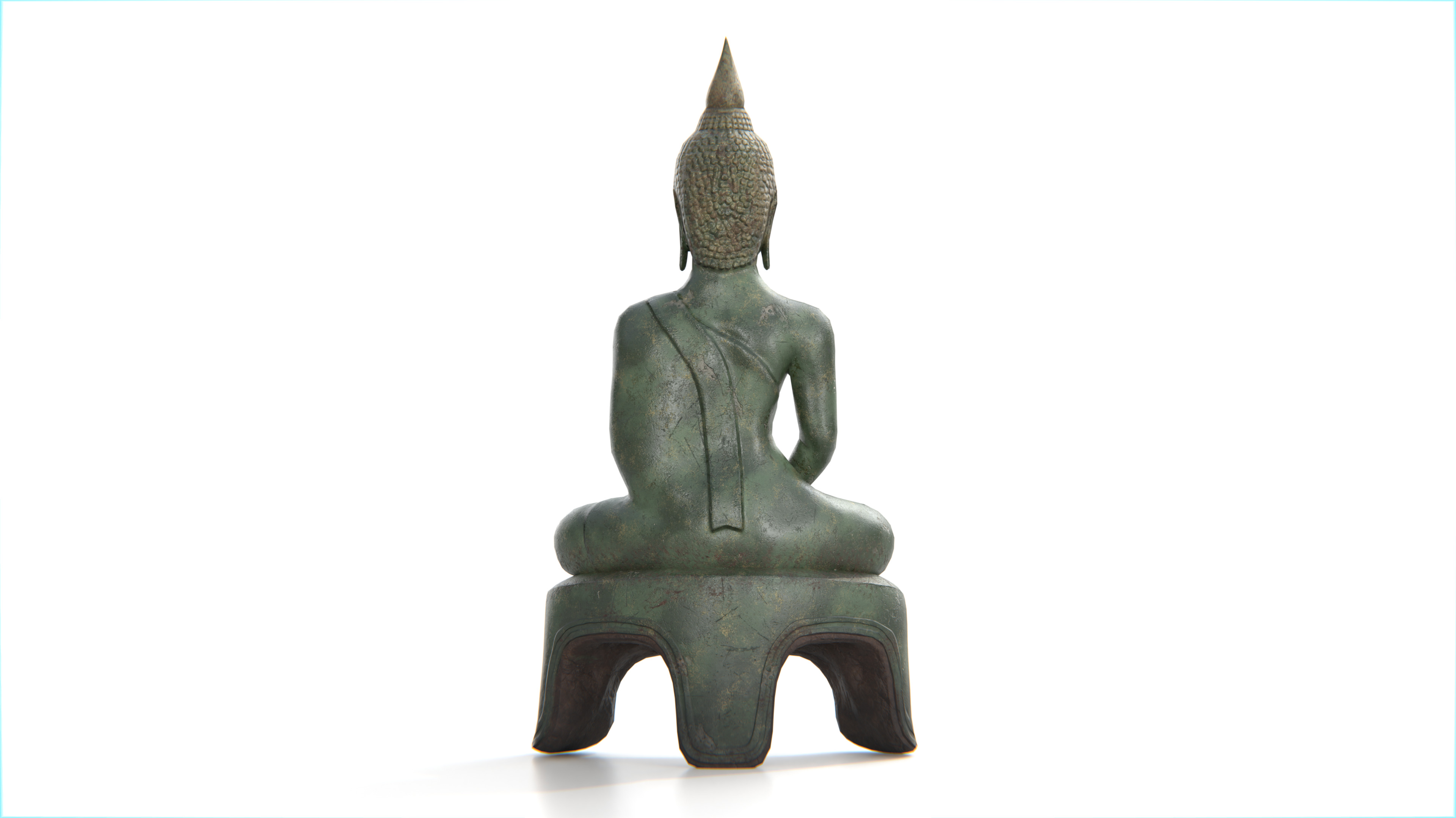 Ancient Thai Buddha Statue No02 Low-poly 3D model_3