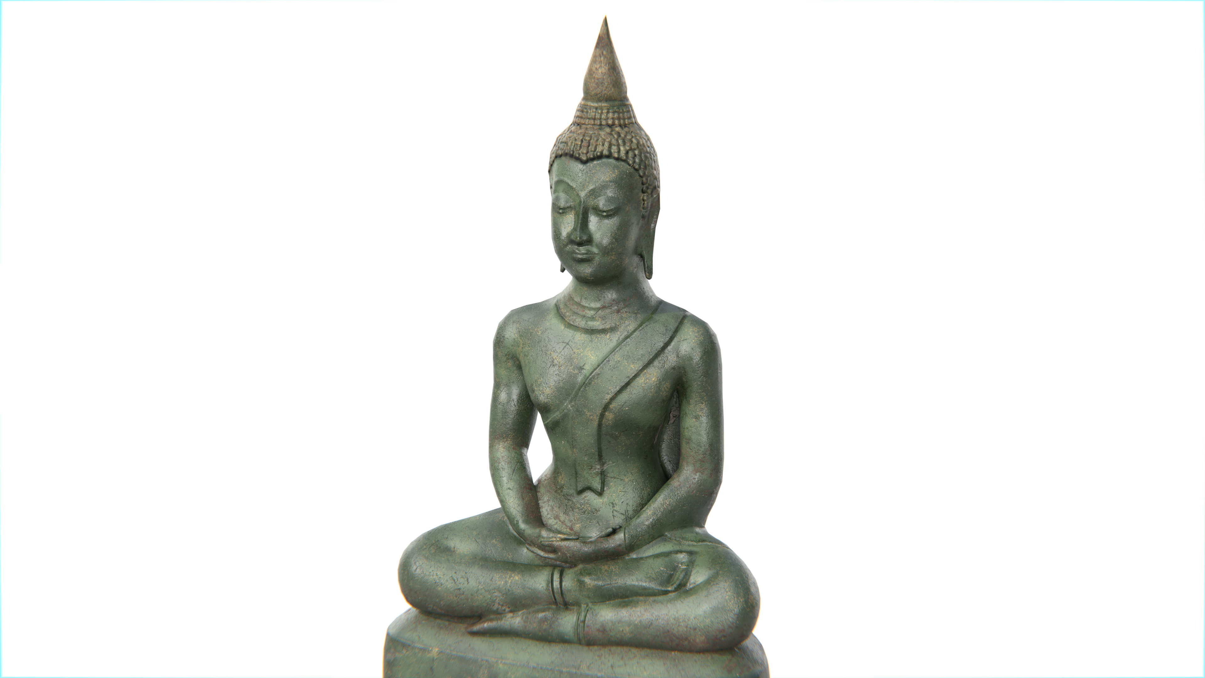 Ancient Thai Buddha Statue No02 Low-poly 3D model_4
