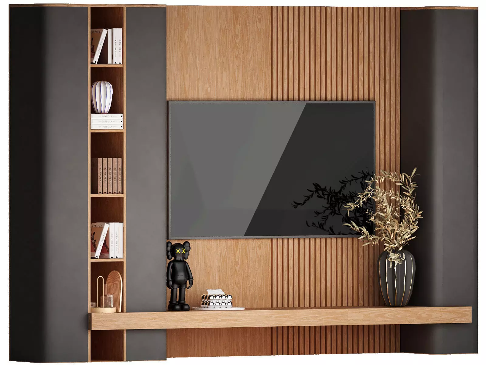 tv wall with modern and minimalist style 3D model