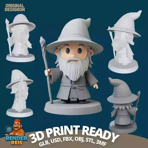 Wise Wizard of the Fantasy World in 3D 3D print model
